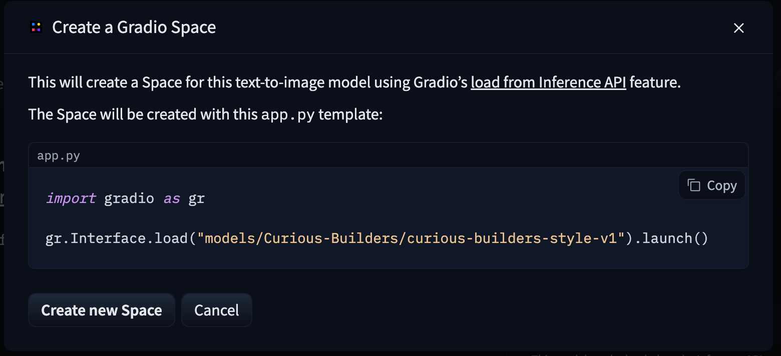 Create Space using model