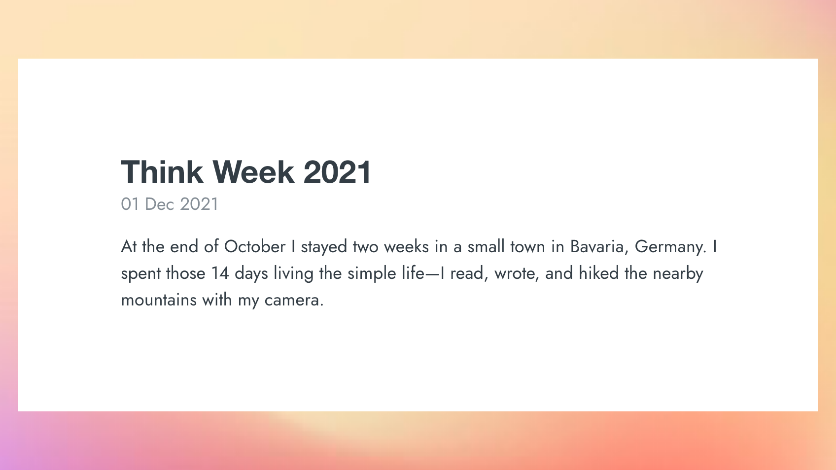 Think Week 2021